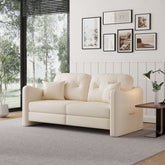 Modern beige sofa for living room, 62.2 inches wide with contemporary design main product image